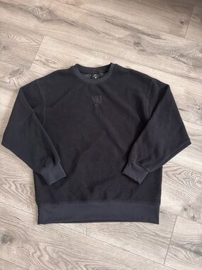Nike Sherpa Fleece Crewneck Oversized Pullover Black Classic Logo Small